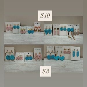 Blue and Pink Statement Earrings Set